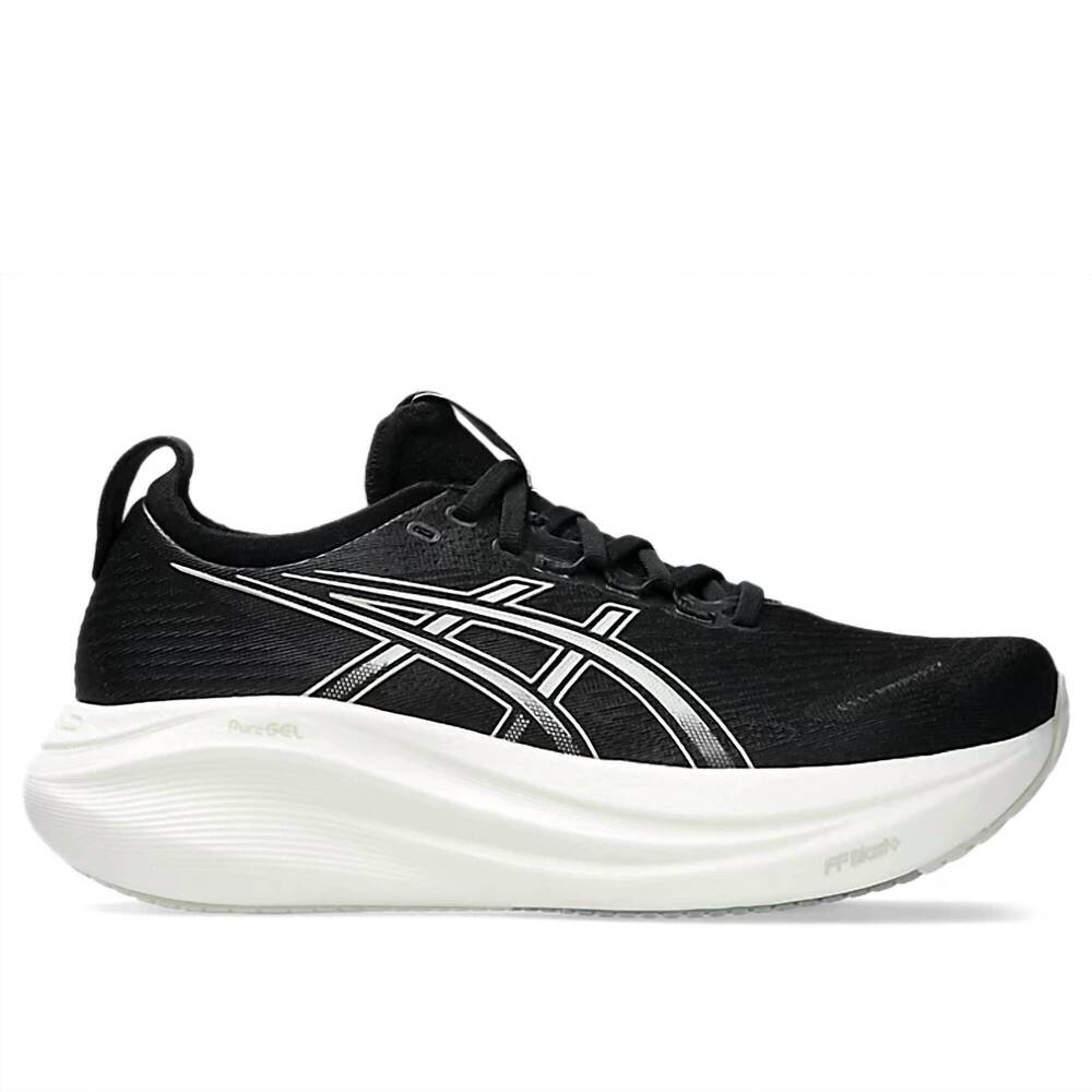NEW ASICS women's gel-nimbus 27 running shoes in black/lake grey